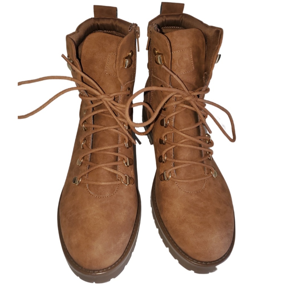 Guess Brown Lace Up Combat Boots